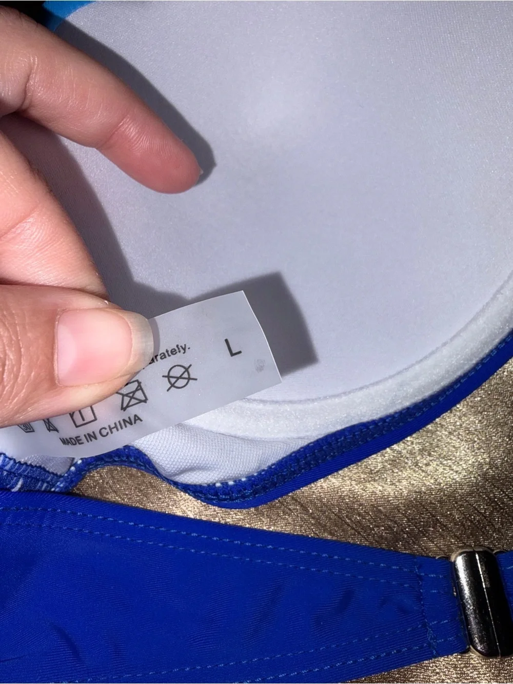 Strapless Colorblock Seashell Bikini Top in Royal Blue